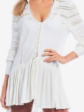 Free People white tunic women’s shirt size small boho lagenlook flowy